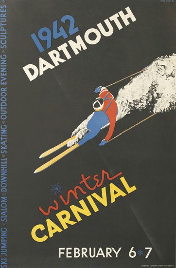 1942 Dartmouth Winter Carnival, february 6*7, Ski Jumpinc Slalom Downhill Skatinc Outdoor Evening Sculptures