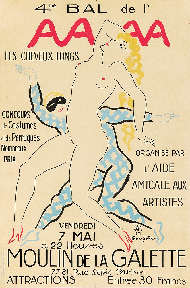 4me Bal de l’ AAAA, Les Cheveux Longs, Aide, Amcale Alix, Artistes, Vendrel, 7 Mal, 22 Heaures, Moulin De La Galette, Attractions Entrée 30 Francs