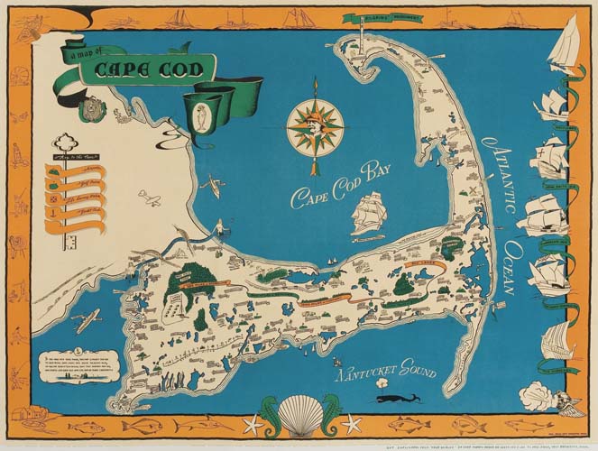 A Map Of, Cape Cod Bay, Atlantic Ocean, Aantucket Sound