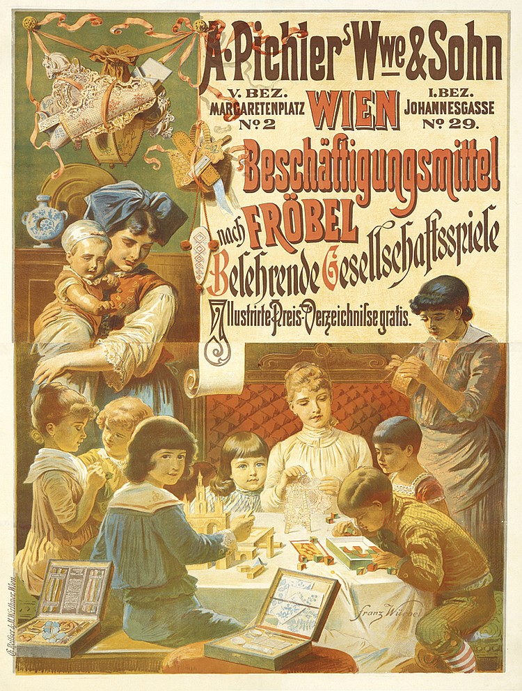A.Pichlers Wwe & Sohn, V.Bez., Margaretenplatz, No.2, Wien, I.Bez., Johannesgasse, No.29., Beschaftigungsmittel, Nach Frobel, Belehrende Gesellsehattssplele, Sllustrirte Preis Verzeichnilse Gratis.,