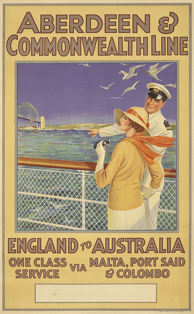 Aberdeen &, Commonwealthline, England To Ausrtalia, One Class Malta, Port Said, Service Via & Colombo