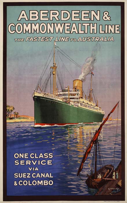 Aberdeen & Commonwealth Line, The Fastest Line To Australia, One Class Service Via Suez Canal & Colombo