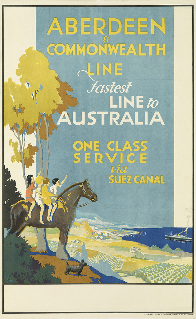 Aberdeen, &, Commonwealth, Line, Fastest, Line to, Australia, One Class, Service, Via, Suez Canal