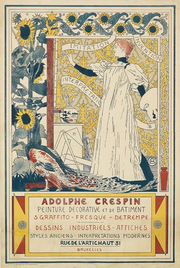 Imitation, Invention, Interpre Tatic, Adolphe Crespin, Peinture Decorative Et De Batiment, S Graffito-Fresqve-Detrempe Dessins Industriels-Affiches, Styles Anciens-Interpretations Modernes, Ruede L’Artichaut 3i, Brvxelles