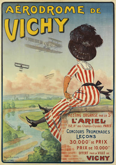 Aerodrome De Vichy, meeting organise par la s l’ariel, 152. a des champs elysees. Paris, concours promenades lecons, 30000 de parix, prix de 10000, offert par la ville de vichy