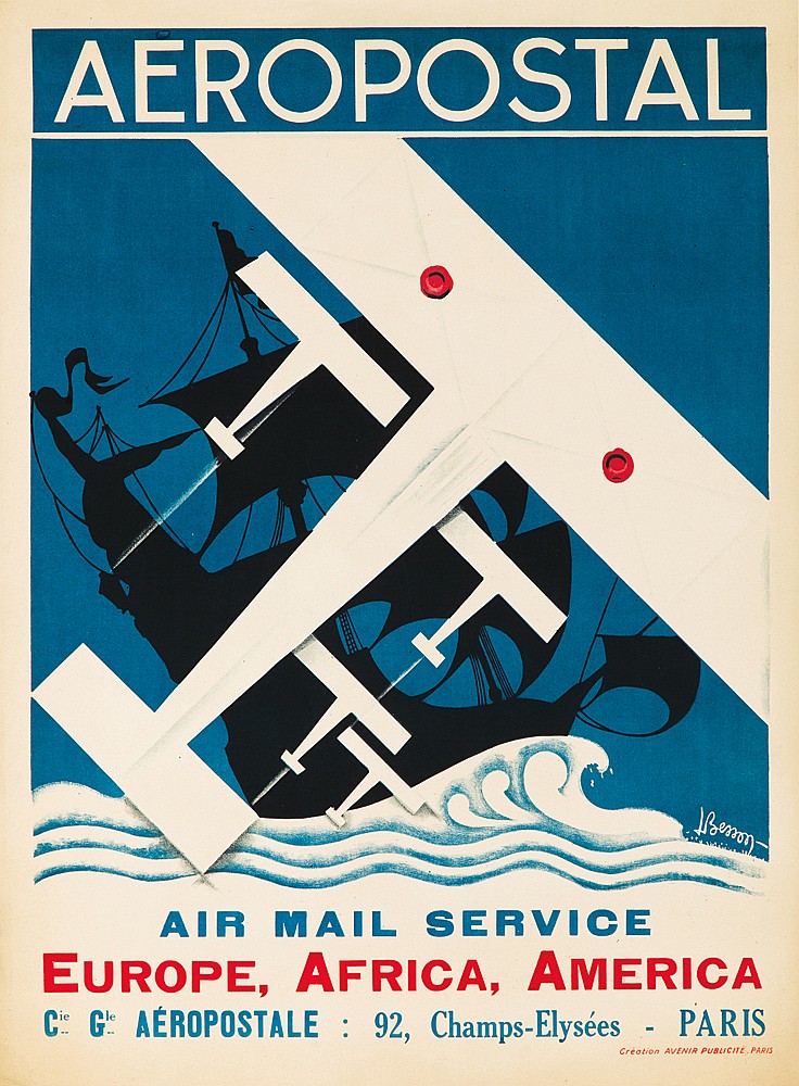 Aeropostale, air mail service, europe, africa america, c g aeropostale: 92, champs-elysees-paris