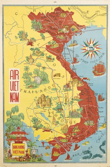 Chine, Laos, Air Vietnam, Thailande, Cambodge, Ver Viet-Nam