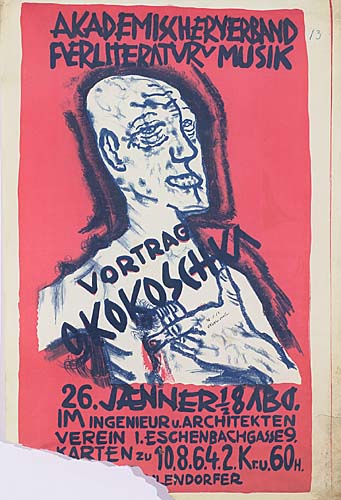Akademischeryerband, Fcerliteratvrvmusik, Vortrag Okokschka, 26. Janner 1/28 Abo., Im  Ingenieur U. Architekten, Verein I. Eschenbachgasse9, Karten Zu 10.8.64.2.Kr.U. 60h.