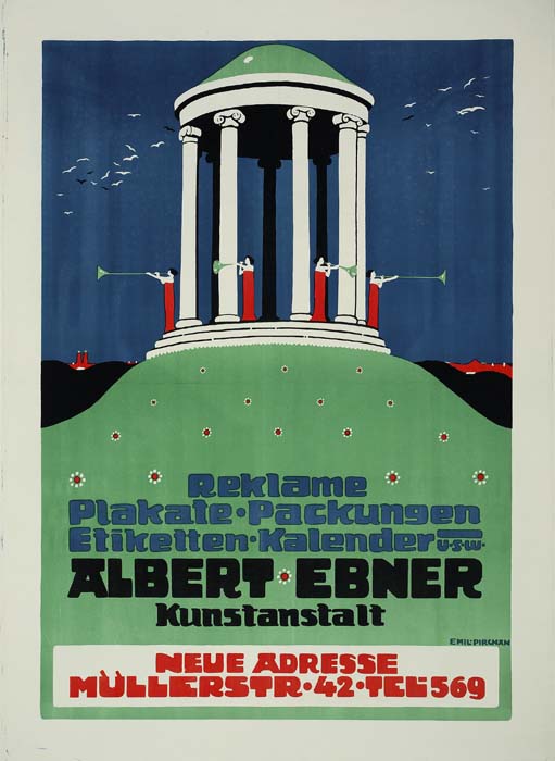 Reklame Plakate Packungen, Etiketten Kalender usw., Albert Ebner, Kunstanstalt Neue Adresse, Mullerstr 42 Tet 569.