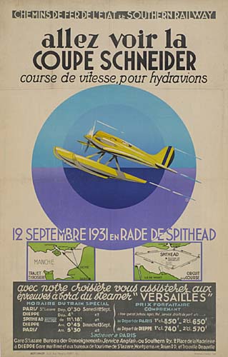 Chemins De Fer De La  Etat Southern Railway, Allez Voir La, Coupe Schneider, Course De Vitesse Pour hydravions, 12 Septembre 1931 En Rade De Spithead, Avec Notre Vous Assistetet Aux, Versailles, Moraire Du Train Special, Prix Pontra