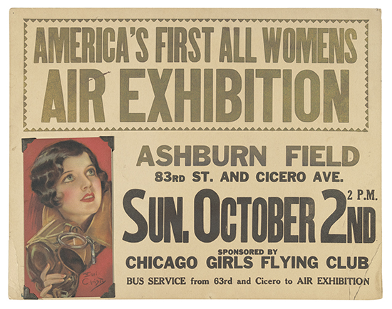 America’s First All Womens Air Exhibition Ashburn Field 83rd St. And Cicero Ave. Sun. October 2nd Sponsored By Chicago Girls Flying Club Bus Service From 63rd And Cicero To Air Exhibition