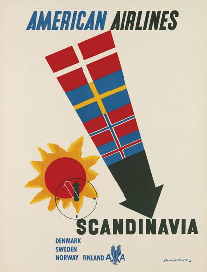 American Airlines, Scaninavia, Denmark. Sweden. Norway Finland