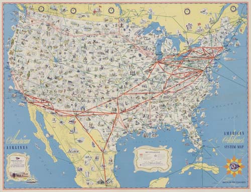 American, Airlines, System map