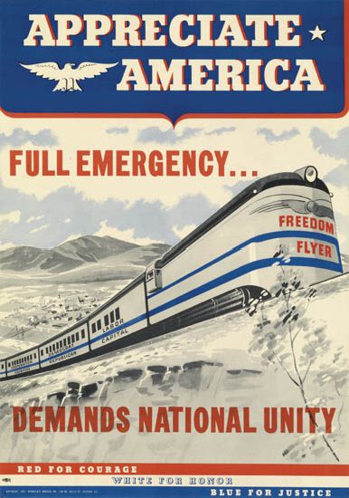 Appreciate America Full Emergency . . . Freedom Flyer Demands National Unity, Red For Courage, Whitl Tor Honor, Blue For Justice