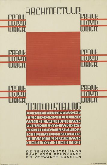 Architectuur, Frank Lloyd wright. Tentooustelliong, Eerste Europeesche, Tentoonstelling, Van De Werken Van, Frank Lloyd Wright, Architect Amerika, In Het Sted Museum, Te Amsterdam Van, 9 Mei Tot 31 Mei 1931, De Tentoonstellings, Raad Voor Bouwkunst, En Verwante Kunsten