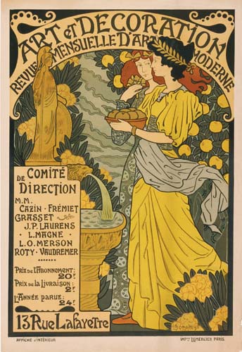 Art Et Decoration, revue Mensuelle D’rt Moderne, De Comite, Directtion, M.m., Cazin . Fremiet, Grasset, J.P. Laurens, L.Magne, L.O.Merson, Roty Vaudremer, , Prix De L’Abonnement :, 20F, Prix De La Livraison : , 2f, L’Annee Parue :, 24f, 13 Rue Lafayetre, Affiche D’Interieur Imp Les Lemercier. PAris.