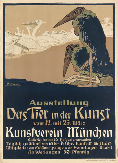Ausstellung, Das Tier inder Kunst, vom 12 mit 25 marz. Kunstverein Munchen, galleriestrasse 10 hofgartenarkaden, taglich geoffnet von 10 bis 6 uhr. Eintritt fur nicht, mitglieder am eroffnugstage & an sonntagen mark-1, an werktagen 50 pfennig.