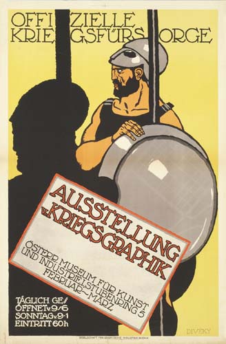 Offizielle kriegsfursorge, Ausstellung v kriegsgraphik, Osterr. Museum fur kunst und industrieistubenring 5 februar-marz, Tagiich ge offnet v. 9-6 Sonntag 9.1 eintritt 60h