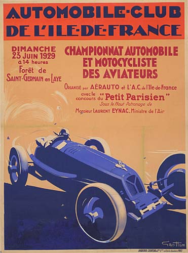 Automobile-Club, De L’Ile-De-France, Dimanche, 23 Juin 1929, 14 Heures, Faret De, Saint-Germain En Laye, Championnat Automobile, Et Motocycliste, Des Aviateurs, Organise Aerauto Of L.  A. C. De Ille De France, Ovec Le, Concours Du “Petit Parisien”, Laurent Eynac. De L” Air
