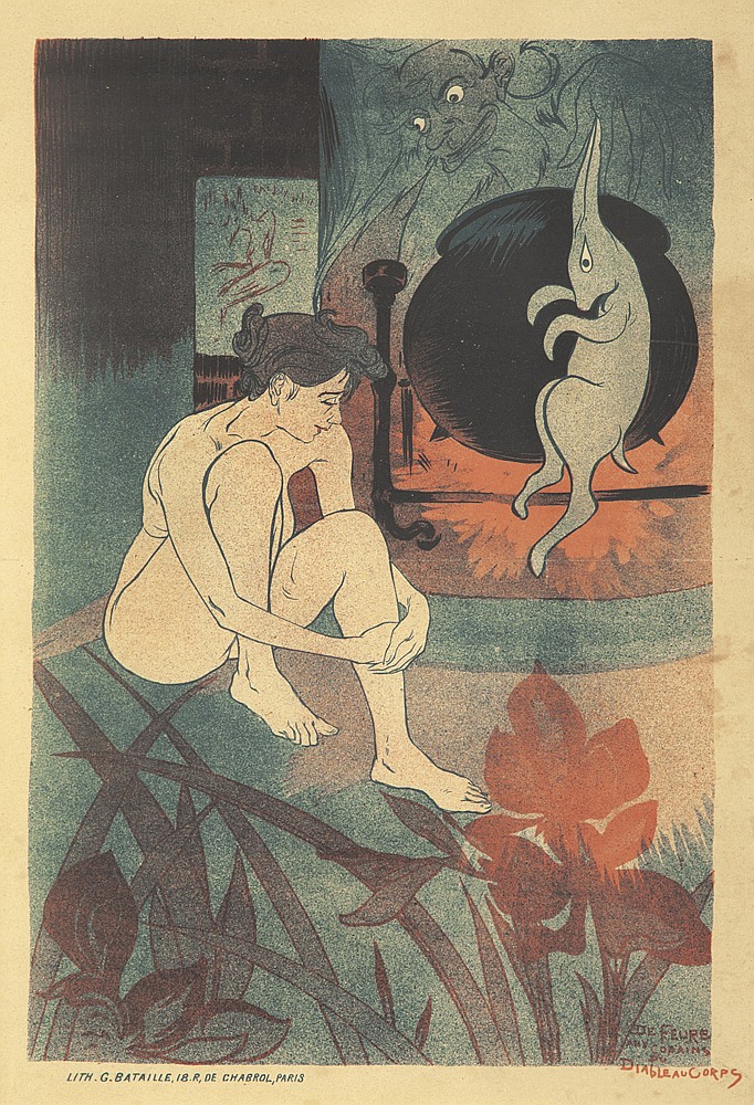 Lith. G. Bataille, 18 R, De Chabrol, Paris, De Feure, copains, Du, Diable Au Corps