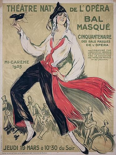 Theatre Nat, De L’Opera, Bal, Masque, Cinquantenaire, Des Bals Masques, De L’Opera, Orgamise Par, Mi Careme, 1925, Jeudi 19 Mars A 10.30 Du Soir