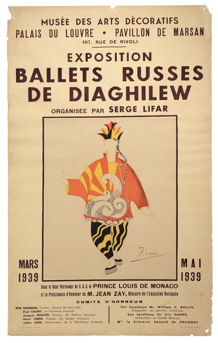 Musee Des Arts Decoratifs, Palais Du louvre Pavillon De Marsan, 107 Rue De Rivoli, Exposition, Ballets Russes, De Diaghilew, Organisee Par Serge Lifar, Mars 1939, Mai 1939., Prince louis De Monaco, M. Jean Zay., Comite D’Honneur., mm.husman paul valery souche verne cain, ser mr. william c. Bullitt, polignac.