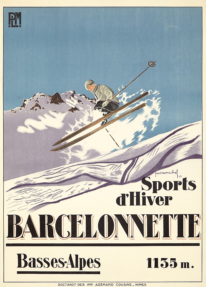 PLM, Pierre Michel, Sports, D’Hiver,  Barcelonnette, Basses-Alpes 1135 m., Soc And Des Imp. Azemard Cpousins_Nimes