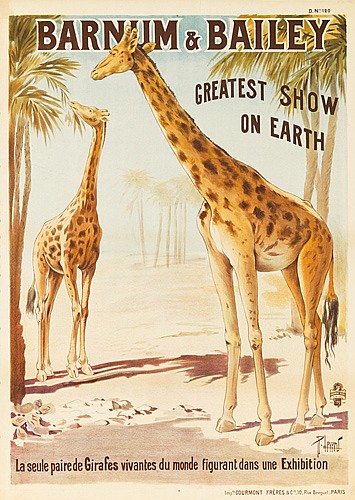 The Barnum & Bailey, Greatest Show, On Earth, Le Seule Paire de Girages Vivantes du monde figurant dans une Exhibition, Paris