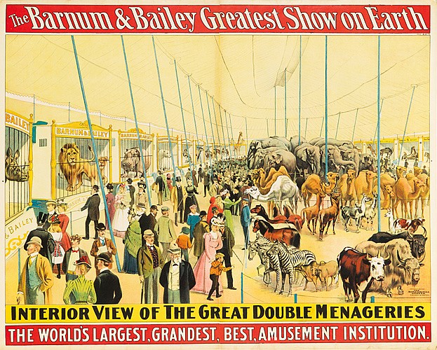 The Barnum & Bailey, Greatest, Show On Earth, Interior View Of the Great Double Menageries, The World’s Largest,Grandest,Best,Amusement Institution.