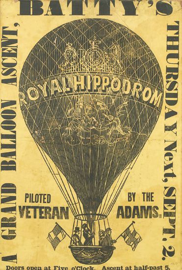 Batty’s A Grand Balloon Ascent Thursday Next, Sept.2 Piloted Veteran By The Adams Doors Open At Five O’Clock Ascent At Half-Past 5. Royal Hippodrom