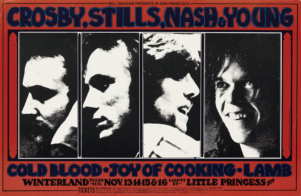 Bill Graham Presents In San Francisco, Ccrosby, Stills, Nash & Young.Cold Blood. Joy Of Cooking. Lamb, Winterland Thurs-Sun Nov. 13 14 15 & 16 Light By Little Princess109 Tickets