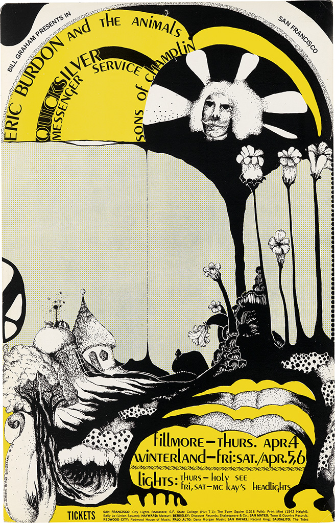 Bill Graham Presents In San Francisco,  Eric Burdon, And War, J. Geils Band, Also War,Lights By Deadly Nigmtsmade, 25.26 March 27.28 Fillmore West, Santana, Playing Two Sets Nigmtly, ( To Be Announced ) Lights By Heavy Water, 26 March 27 Winterland, Buddy Miles, Wayne Cocmran And The C.C. Riders, Also Sugarloaf, Light By Little Princess 109 1.2 April 3.4 FIllmore West Tickets,