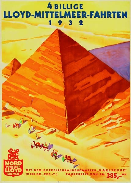 4 Billige Lloyd-Mittelmeer-Fahrten 1932, Nord Deutscher Lloyd Bremen, Mit Dem Doppels Chraubendampfer K Arlsruhe, (11000 Br. Reg.T), Fahrpreise Von R.M, 385, An