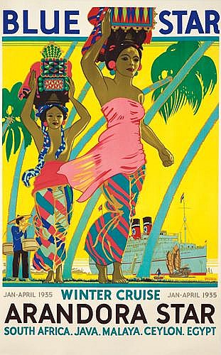 Blue Star, Jan April 1935 Winter Cruise Jan  April 1935, Arandora Star, South Africa.Java.Malaya.Ceylon.Egypt