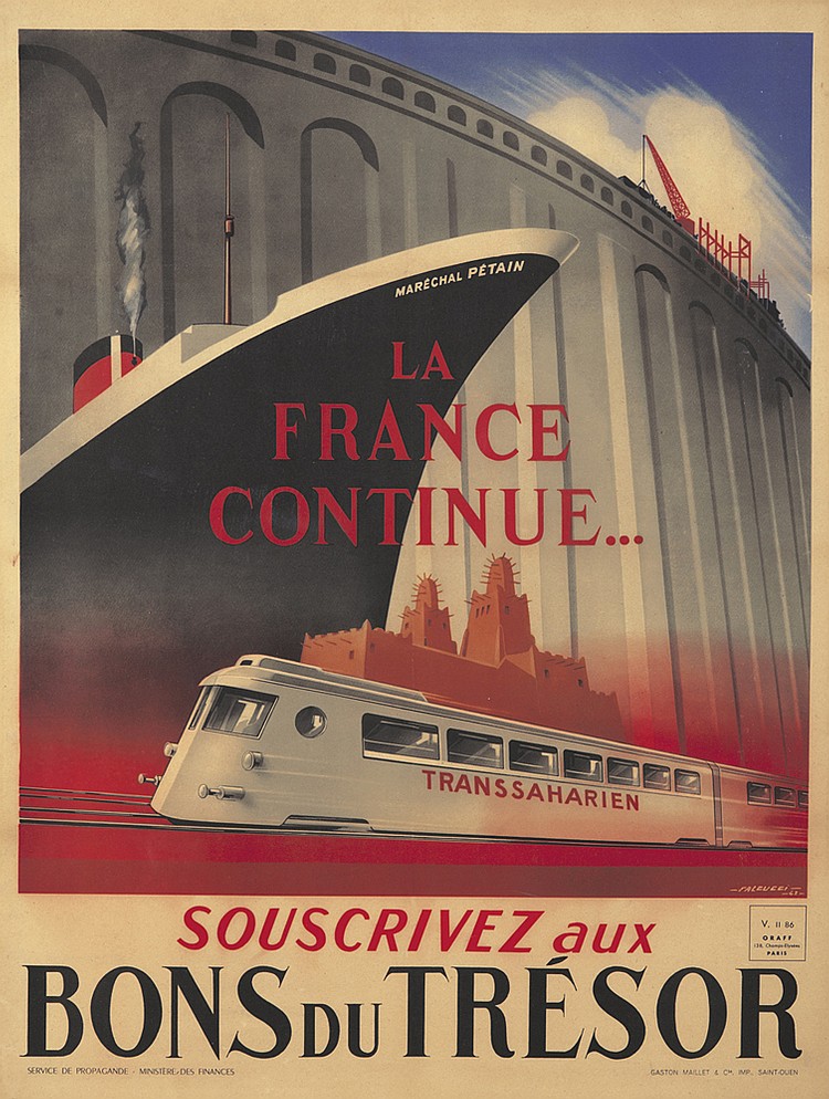 Marechal Petain, La, France, Continue, Transsaharien, souscrivez Aux, V. 86, Oraff, Paris, Bons Du Tresor
