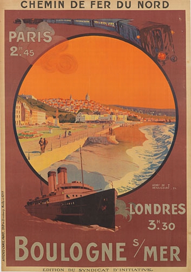 Chemin De Fer Du Nord, Paris 2m.45 Boulogne S, Mer, Londres, Edition Du Syndicat D’Initaitive