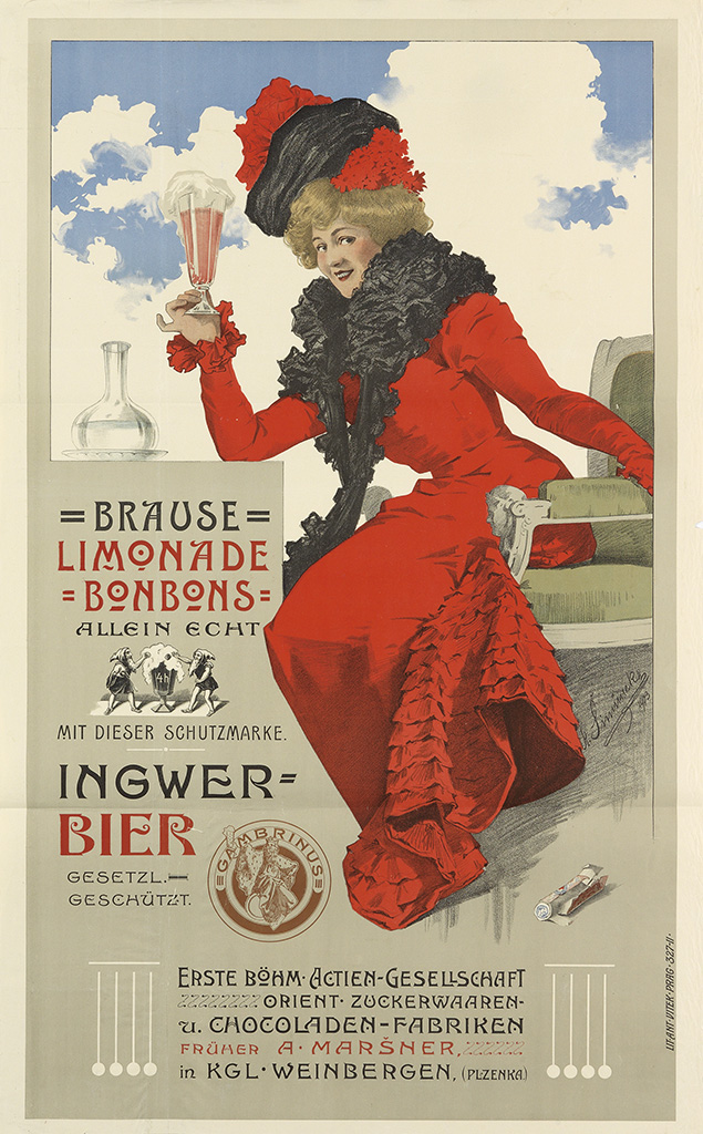 Brause, Limonade, Bonbons, Allein Echt, Ingwer, Bier, Gesetzl, Geschutzt, Erste Bohm Actien Gesellschaft, Orient Zuckerwaarenu Chocoladen-Fabriren, Fruher A. Marsner, in Kgl Weinbergen (Plzenka)