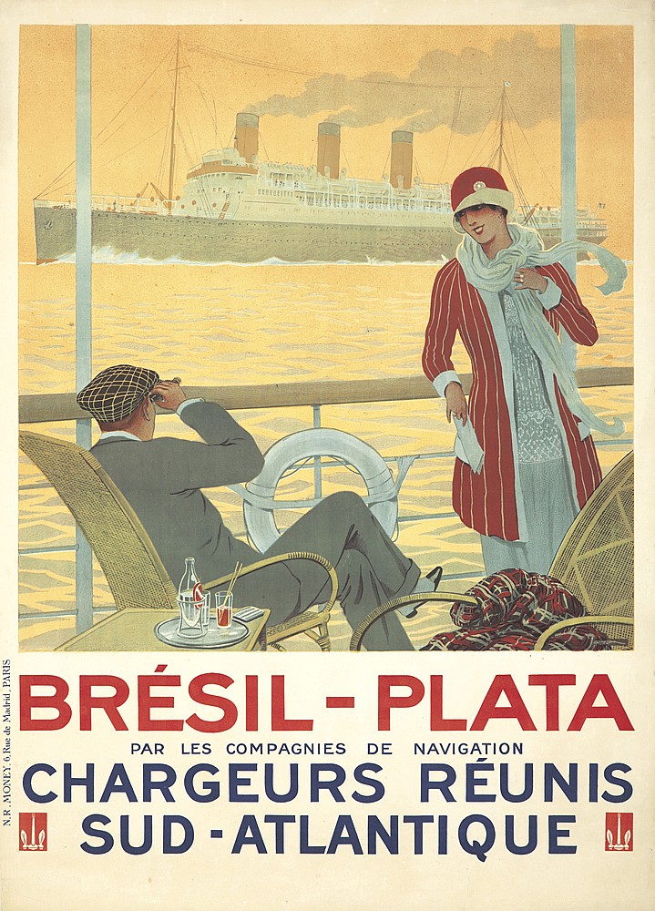 Bresil Plata, Par Les Compagnies De Navigation, Chargeurs Reunis, Sud   Atlantique, N.R. Monday. 6. Rue De Madrid, Paris