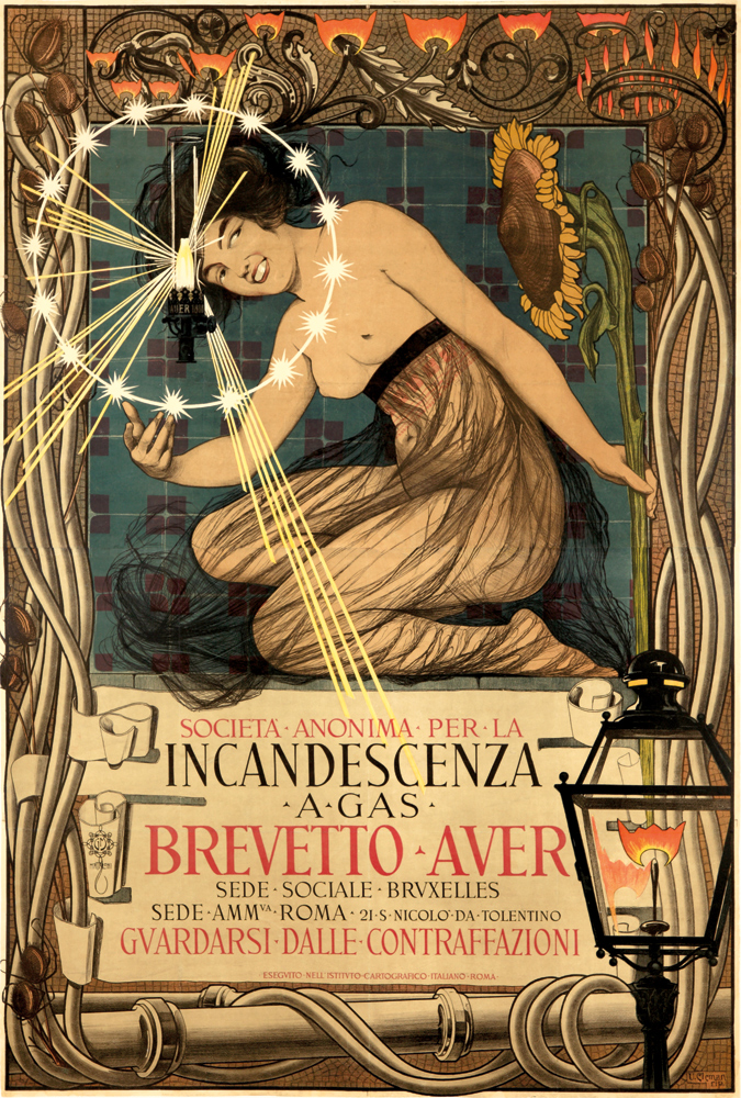 Societa.Anonima.Per.La, Incandescenza, A Gas, Brevetto Aver, Sede Sociale Bravxelles, Sede Amm Roma 21 nicolo Da Tolentino, Gvardarsi Dalle Contraffazioni