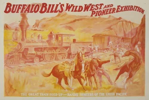 Buffalo Bill’s Wild West And Pioneer Exhibition, The Grbat Train Hold Up And Bandit Hunters Op The Union Pacific