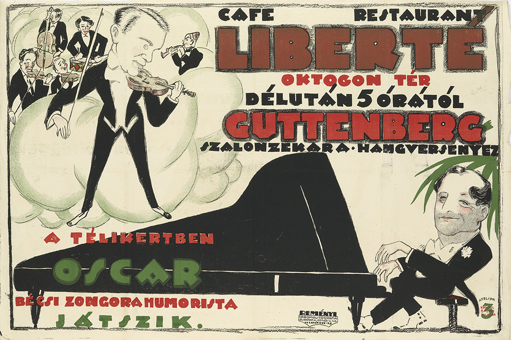 Cafe Restaurant, Liberte, Oktogon ter, Delutan 5 oratol, Gutttenberg, Szalonzeekara Hangversenyez, A Telikertben, Oscar, Becsi zongora Humorista, Jatszik.