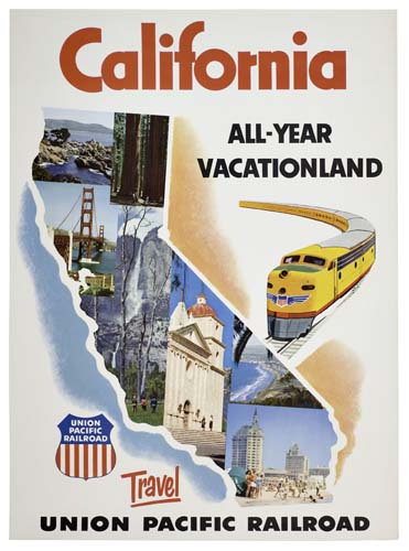 California, All Year, Vacationland, Union Pacific Railroad