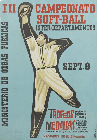 III Campeonato Soft-Ball Inter-Departamentos, Ministerio De Obras Publicas, Sept.0, Trofeos Medallas, Para El Primer Lugar, Para El Segundo Lugar Champlon Pitcher, Champion Bate Champion Empujador, Inscribete En El Gimnasio