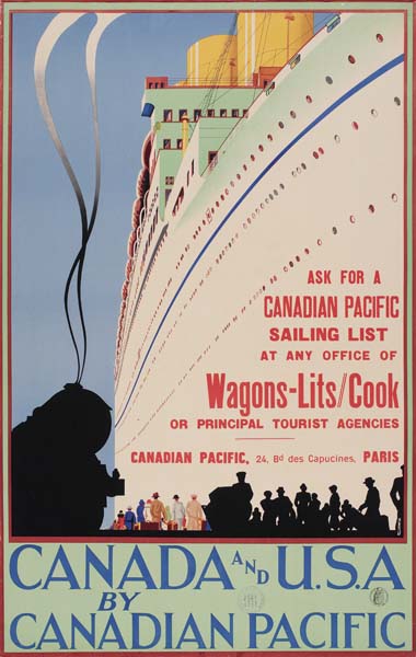 Ask For A Canadian Pacific Sailing List At Any Office Of, Wagons-Lits Cook Or Orincipal Tourist Agencies, Canadian Pacific, 24 Bd Des Capucins Paris, Canada And U.S.A. By Canadian Pacific