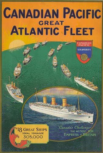 Canadian Pacific, Great, Atlantic Fleet, Canadian, Pacific, Steamships, 18 Great Ships, Total Tonnage, 305.000, Canada’s Challenger, The 42500 Ton, Empress Of Britain