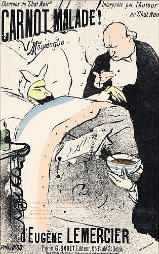 Carnot Malade!, Chansons Du Chat Noir, Interprete Par 1 Auteur, Au Chat Noil, Monlogue, D’Eugene Lemercier, Paris 6. Ondet Eduteur 83 Fauh S.Denid