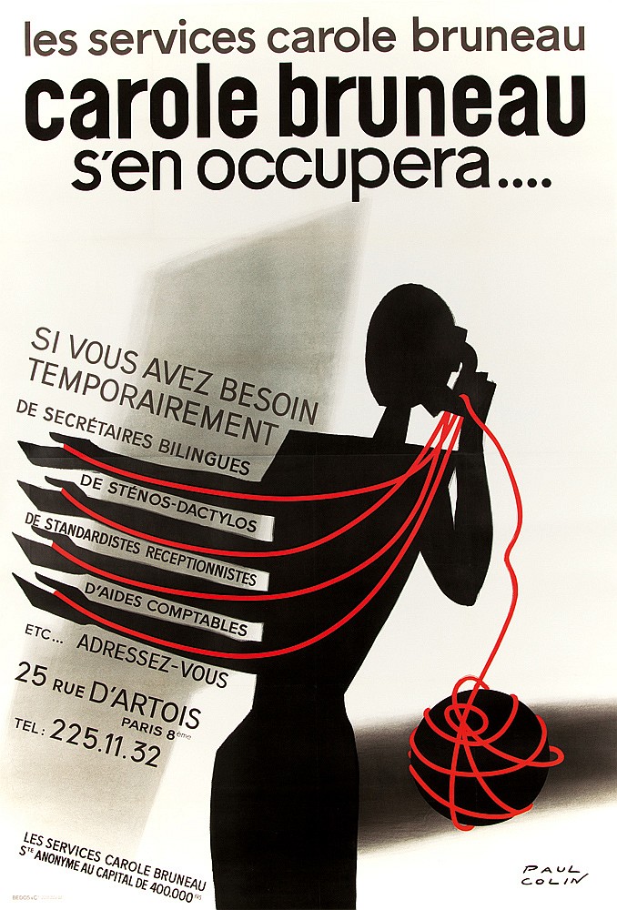 Les Services Carole Bruneau, Carole Bruneau, S’en Occupera, Si Vous Avez Besoin, Temporairement, De Secretaires Bilingues, De Stenos-Dactylos, De Standardistes Receptionnistes, D’aides Comptables, Etc. Adressz-Vous, 25 Rue D’Artois, Paris 8, Tel : 225.11.32, Les Services Carole Bruneau, S Te Anoyme Au Capital De 400.000, Paul, coil