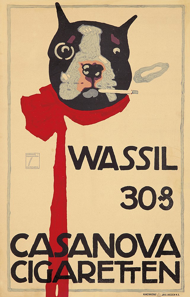 Ludwig:, Hohlwein, Wassil, 30, Casanova, Cigaretten, Kunatanstalt Jris Cresden N.6.