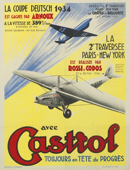 La Coupe Deutsch 1934, Est Gagnee Par Aronux, a La Vitesse De 389 Theure, Etampes 27 Mai, Avion Caudron Moteur renault, Apres La 1 Traversee Paris New York Par Costes et Bellonte, La 2e Traversee Paris New York, Est Realisee Par, Rossi Et Codos 27 et 28 Mai 1934, Avion, Avec Castrol, Toujours En Tete Du Progres