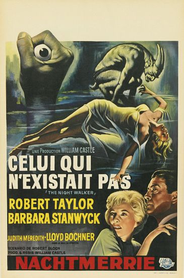 Une Production William Castle, Celui Qi, N’Existait Pas, The Night Walker, Robert Taylor, Barbara Stanwyck, Judith Meredith Lloyd Bochner, ecenario de robert Bloch, Nachtmerrie